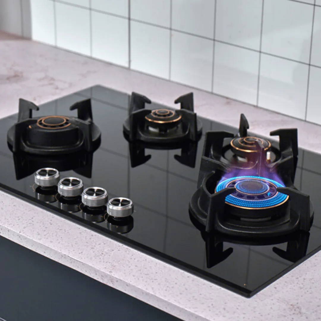 Elica gas hob with stainless steel finish and multiple burners
